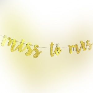 🍄NEW Miss To Mrs Banner Gold Glitter Bridal Shower Wedding Engagement Kit
